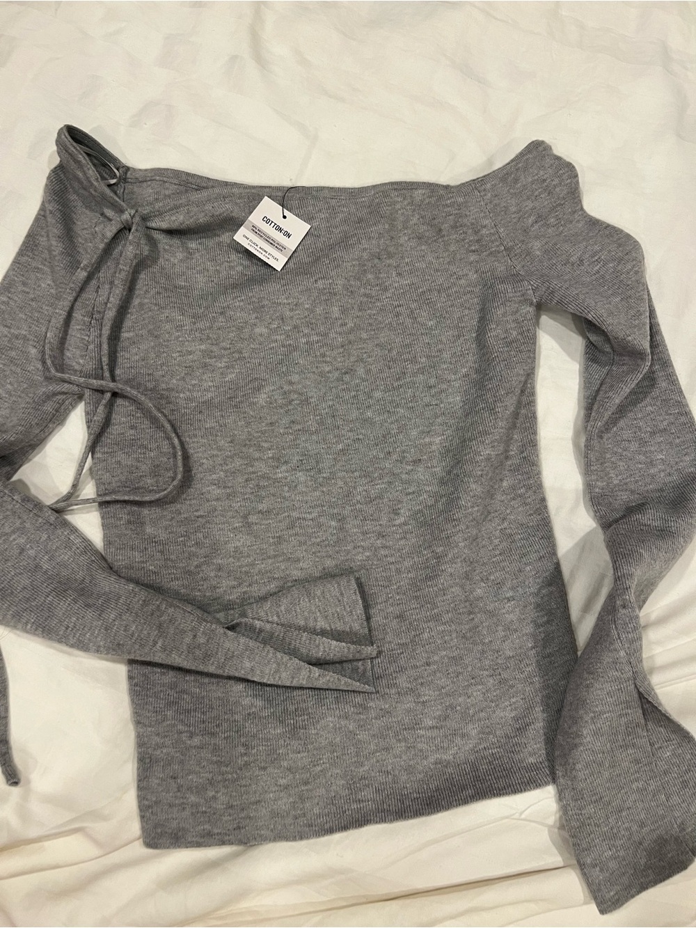 Cotton On Gray Off-the-Shoulder Knit Sweater